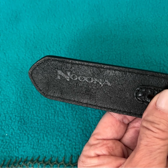 Nocona Black Tooled Leather Belt with Engraved Silver Buckle - Picture 10 of 10